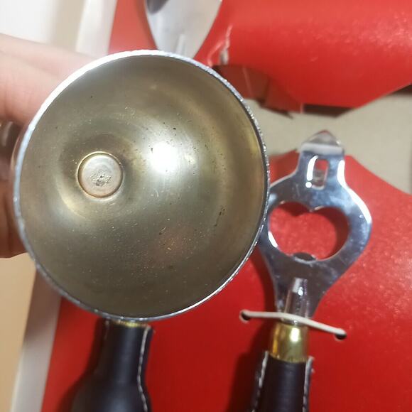 Vintage DeLuxe MCM 4 Piece Bar Utensil Set Bottle Opener Shaker Spoon Pick - Picture 11 of 13